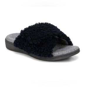 Vionic Relax II Slippers Navy Blazer Shearling Podiatrist Design Women’s , 13